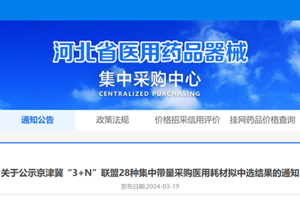 京津冀“3+N”聯(lián)盟公布28類醫(yī)用耗材集采擬中選結(jié)果